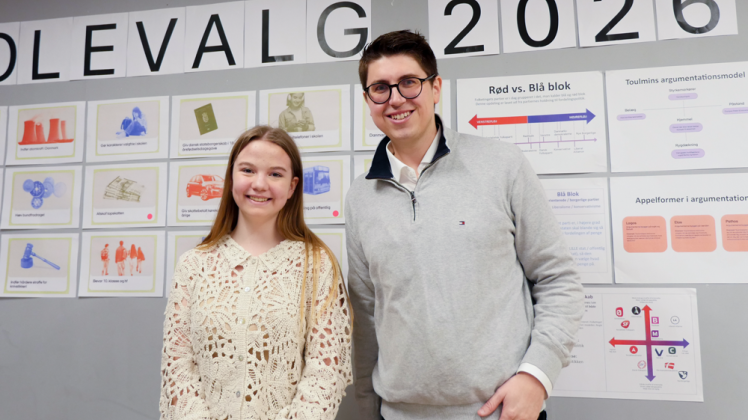 Irene fra 8. klasse på Rude Skov Skole og Christoffer Buster Reinhardt