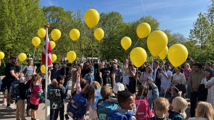 Børn og forældre til 1. førsteskoledag