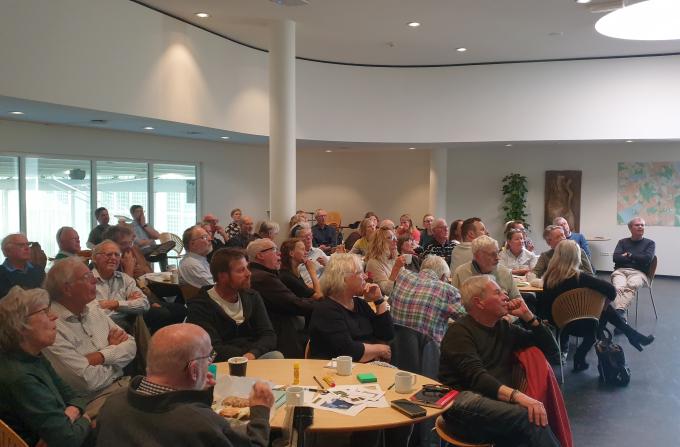 Biodiversitetsworkshop, folk i salen under Morten DD Hansen oplæg